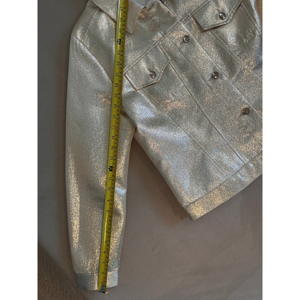 Boston Proper Gold Metallic Large Button-Up Jacket - Picture 7 of 12